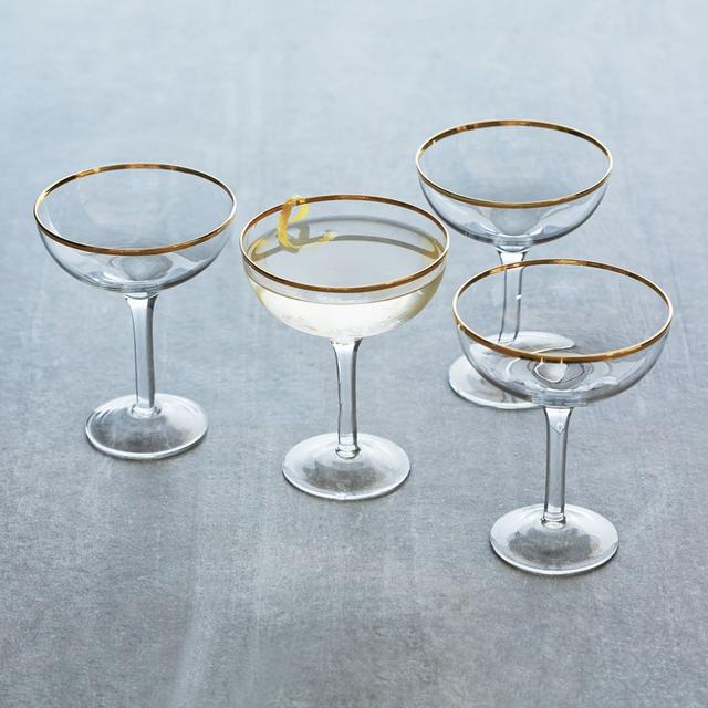 Sur La Table Gold-Rim Coupe, Set of 4