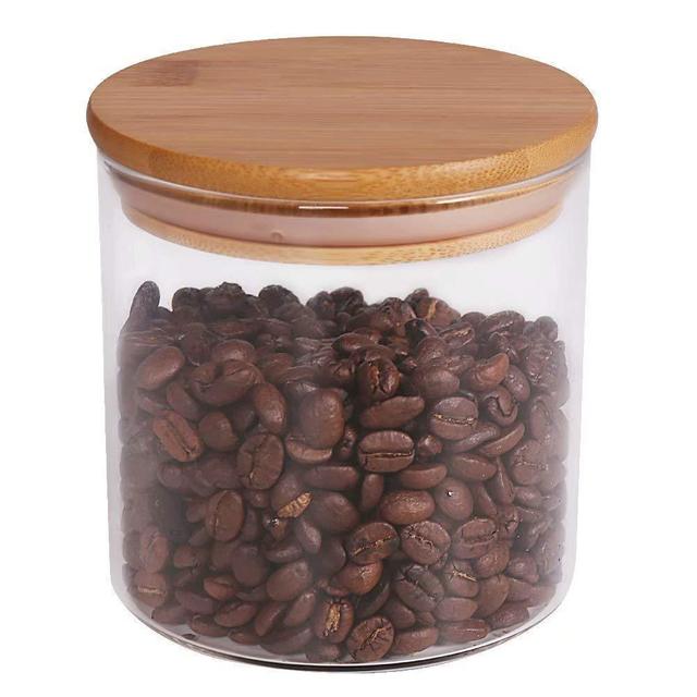Food Storage Jar, 18.6 FL OZ (550 ML), 77L Glass Food Storage Jar with Airtight Seal Bamboo Lid - Modern Design Clear Glass Food Storage Canister for Serving Tea, Coffee, Spice and More