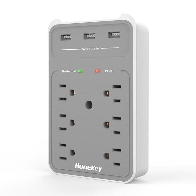 Huntkey 6 AC Outlets Surge Protector with 3 USB Charging Ports 3.4 Amp, SMD607