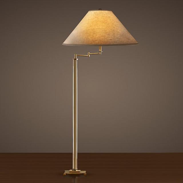 French Column Floor Lamp - Antique Brass