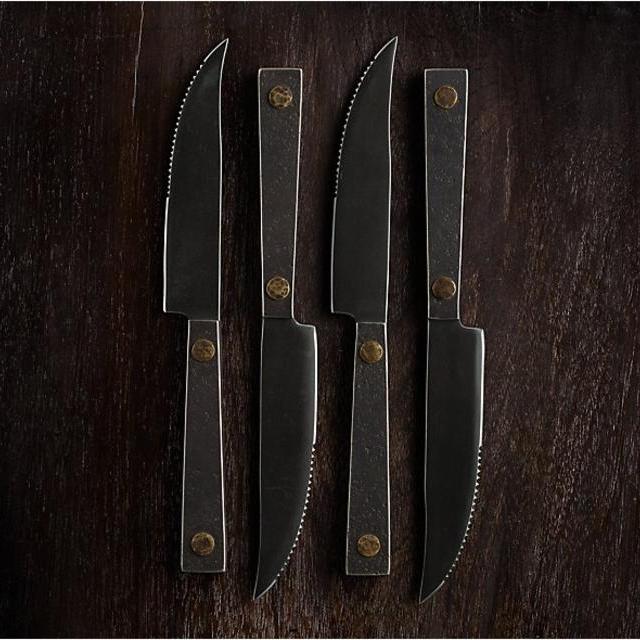 Hammered Steel Rivet Steak Knives (Set of 4)