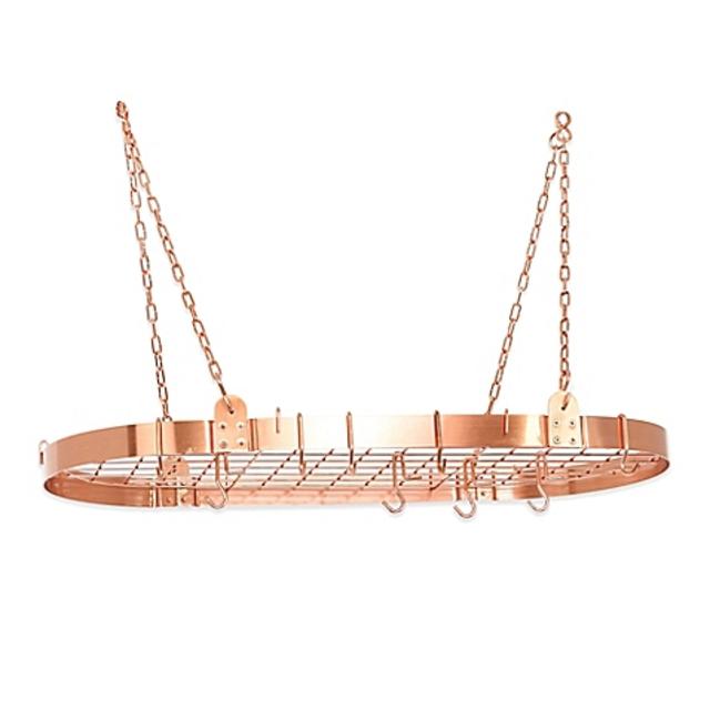 Old Dutch International 12-Hook Oval Medium Gauge Pot Rack in Satin Copper