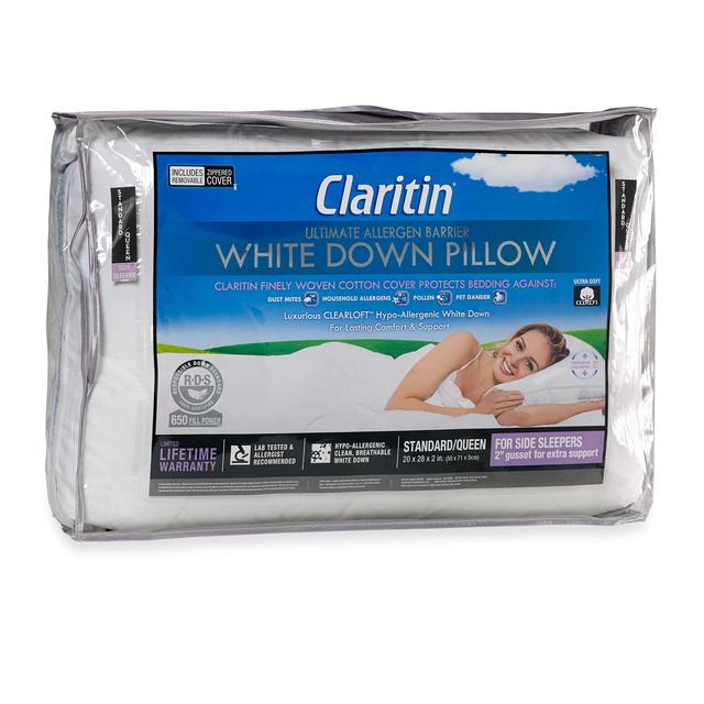 Claritin™ Down ClearLoft™ King Cotton Side Pillow in White