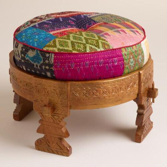 Bajot Stool with Sari Pouf