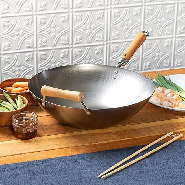 Joyce Chen Carbon Steel Wok, 14-Inch, Silver