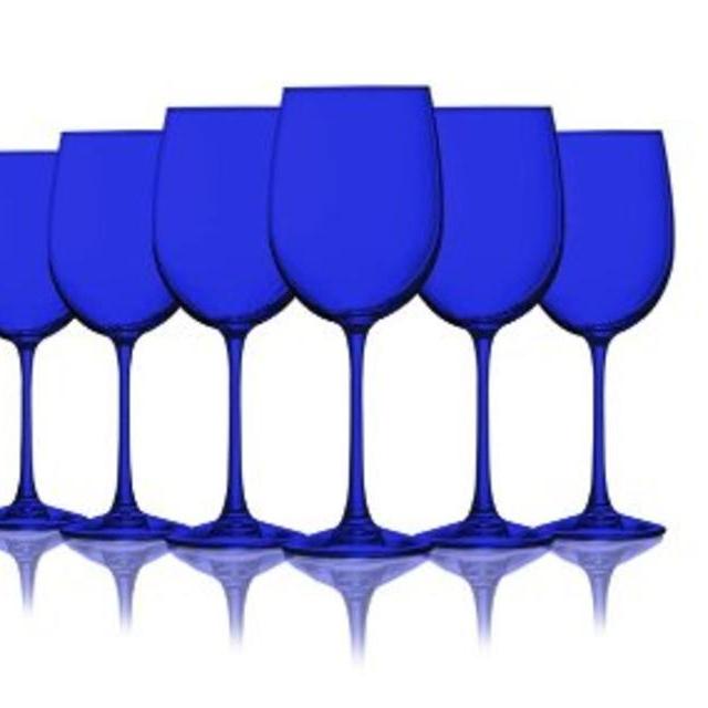 Cobalt Blue Colored Wine Glasses - 19 oz. set of 6- Additional Vibrant Colors Available