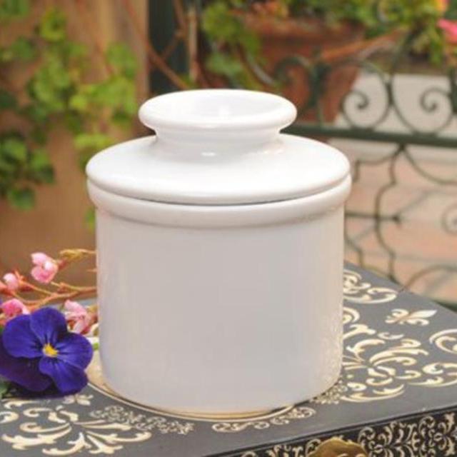 White Retro & Matte Butter Bell Crock by L. Tremain