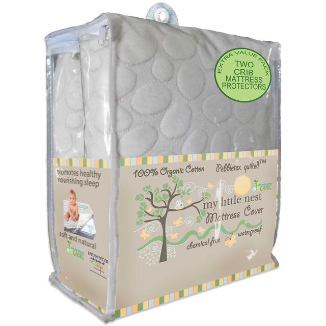 Dreamtex My Little Nest Pebbletex Waterproof Organic Crib Mattress Pad Covers (2-Pack)