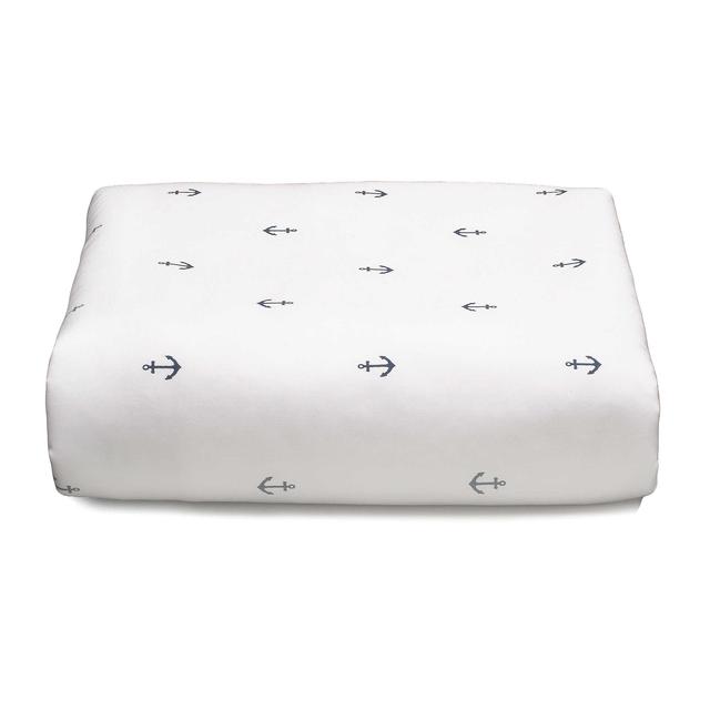 Liz and Roo Nautical Mini Anchors Fitted Crib Sheet in White/Navy