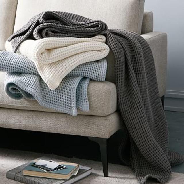 West Elm Stonewashed Waffle End-of-Bed Blanket