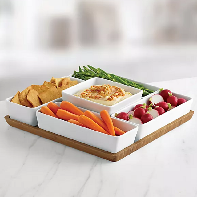 B. Smith® 6-Piece Square Serving Set in White with Bamboo Tray