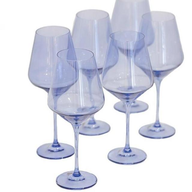 Estelle Colored Glass Wine Stemware, Set of 6 - Cobalt Blue