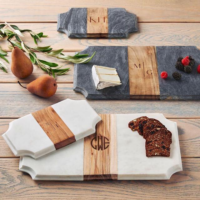 Wood and Marble Beveled Cheese Board