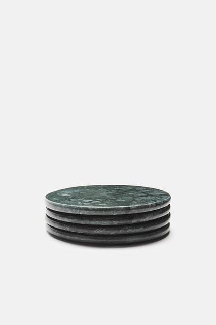 Set of Four Marble Coasters - Green