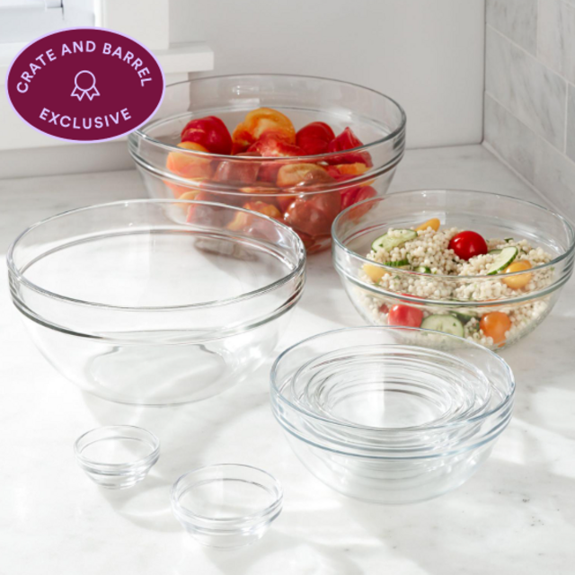 Crate and Barrel, Glass Nesting Bowl 10-Piece Set