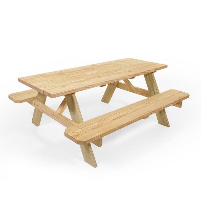 72-in Brown Southern Yellow Pine Rectangle Picnic Table