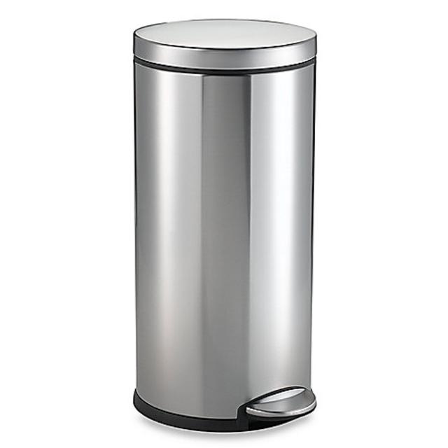 simplehuman® Brushed Stainless Steel Fingerprint Proof Round 30-Liter Step Trash Can