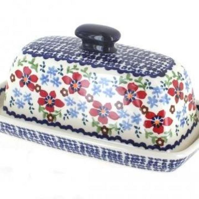 Red Poppy Butter Dish