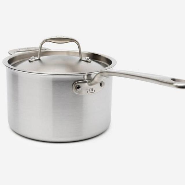 Stainless Clad Saucepan with Lid, 4 quarts