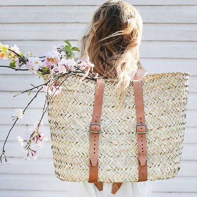 Leather Handle Market Backpack