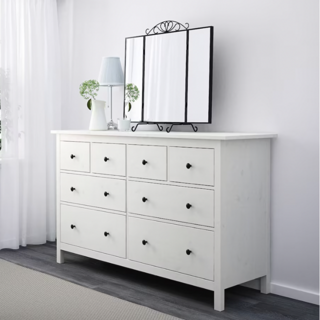 HEMNES 8-drawer dresser, white stain