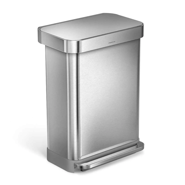 Simplehuman 55L Stainless Steel Rectangular Step Can with Liner Pocket