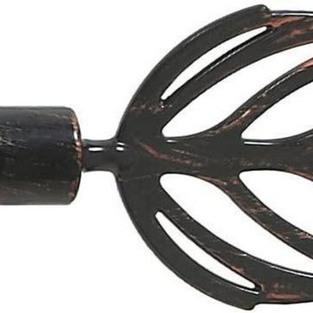 PowerSellerUSA Curtain Rod Leaf Finial, Decorative Curtain Rod, Brackets and Hardware Included, Black Copper, Adjustable Sturdy Window Curtain Rod - 48" to 86"