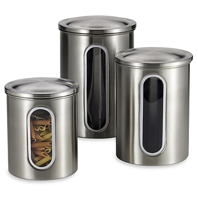 Polder® Brushed Stainless Steel Window Canisters (Set of 3)