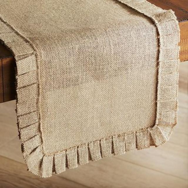 Burlap Ruffled Table Runner