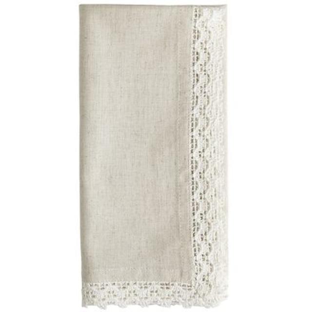 Lace Trim Natural Chambray Napkin