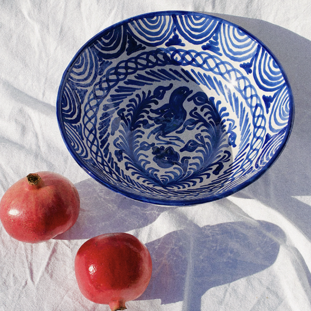 Large bowl with hand painted designs