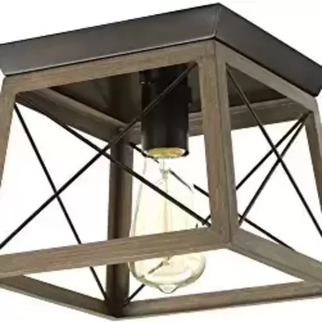 Progress Lighting P350022-020 Briarwood Collection Farmhouse Flush Mount Ceiling Light, One, Antique Bronze