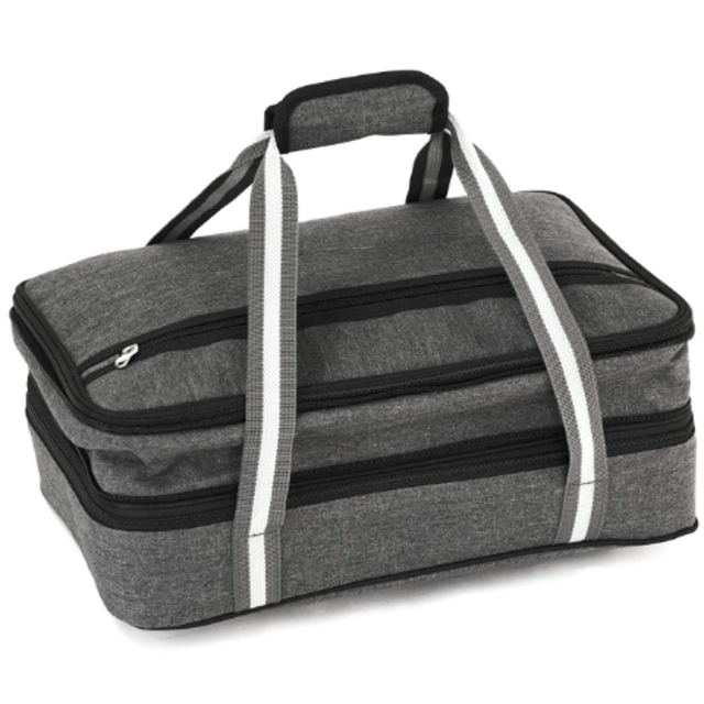 (Amazon) Insulated Expandable Double Casserole Carrier and Lasagna Holder for Picnic Potluck Beach Day Trip Camping Hiking - Hot and Cold Thermal Bag in Gray – Tote can hold 11 x 15 or 9 x 13 baking dish