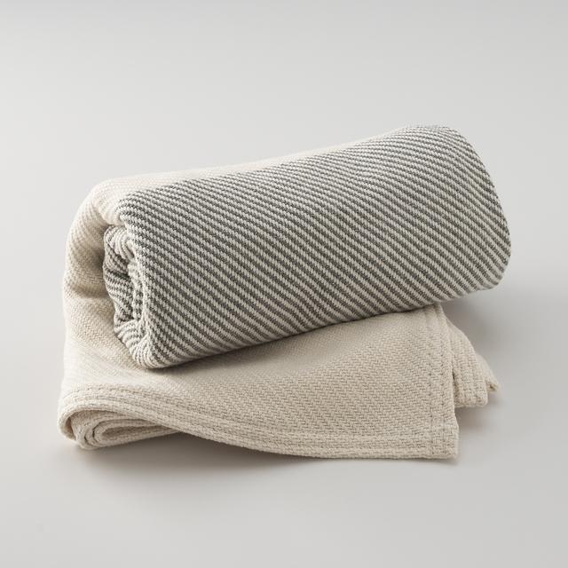 Everyday Cotton Throw - Heather Gray/Natural Cream