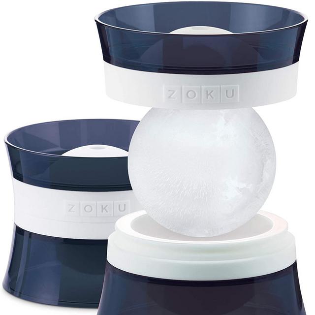 Zoku Set of 2 Silicone Ice Sphere Molds, Stackable 2.5-Inch Ice Ball Maker, Keep Drinks Colder Longer with Less Dilution, Leak-free, Easy-Release, BPA and Phthalate-Free, Slate Blue