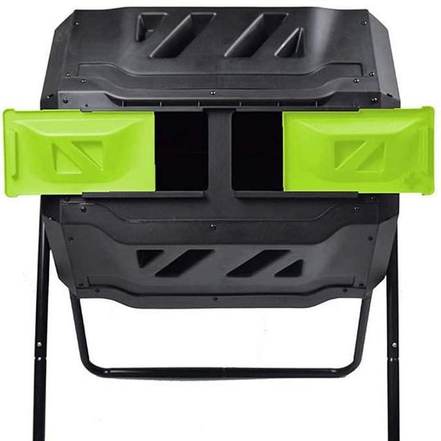 EJWOX Garden Compost Bin from BPA Free Material, Dual Rotating Outdoor Composting Tumblers (43 Gallon,Green)