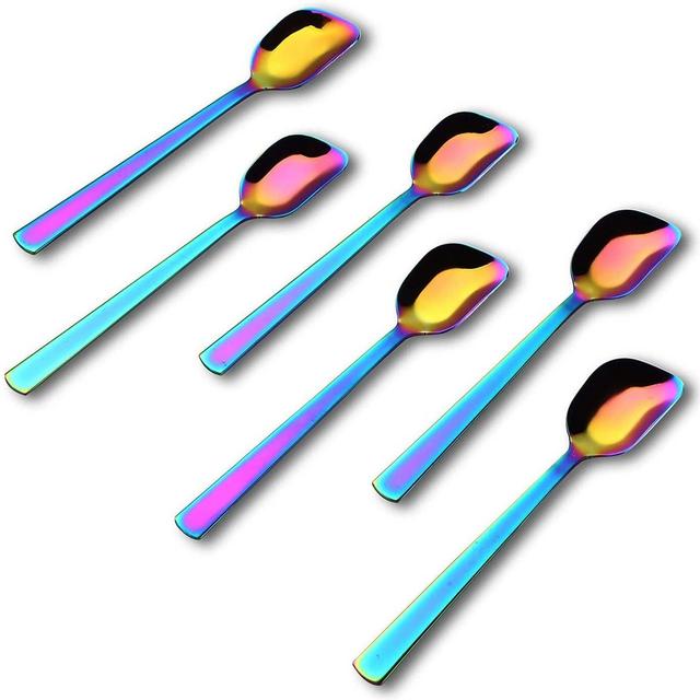 Rainbow Nirosta Yogurt Spoon, Stainless Steel Gelato/Ice Cream Spoon, Fruit Spoon, Dessert Spoon, 6.4-inch, Set of 6