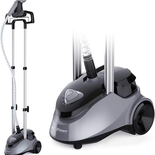 PurSteam Full Size Garment Fabric Steamer Professional Heavy Duty Industry Leading 2.5 Liter (85 fl.oz.) Water Tank Producing Over 60min of Continuous Steam with 4 Level Steam Adjustment
