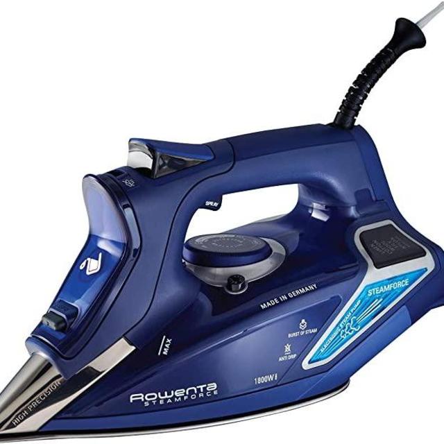 Rowenta DW9280 Steam Iron with Digital Display, Stainless Steel Soleplate, 1800-Watt, 400-Hole, Blue
