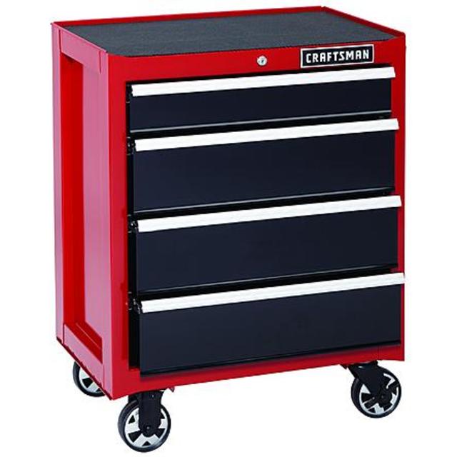Craftsman 26 in. 4-Drawer Heavy-Duty Ball Bearing Rolling Cabinet - Red/Black