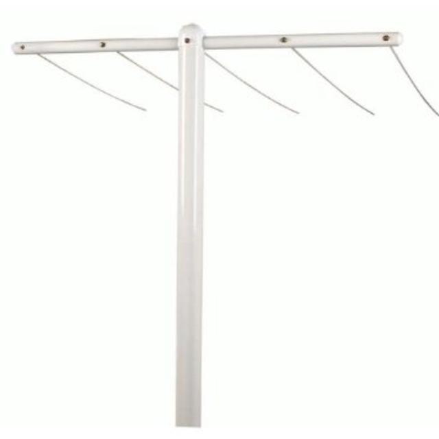 Household Essentials Mega T-Post Assembly for Outdoor Clothesline, White Powder Coated Steel