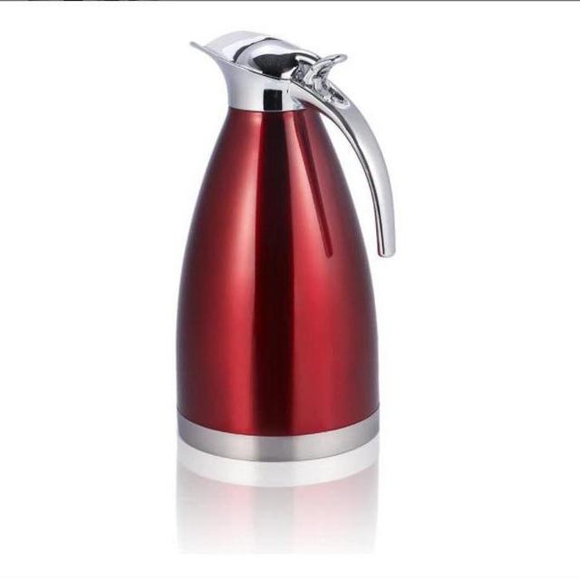 Vacuum Insulated Jug Thermal Carafe Stainless Steel Double Wall Insulation Pot For Coffee Juice Milk Tea Beverages Silver(1.5L/2L )(Red-2L)