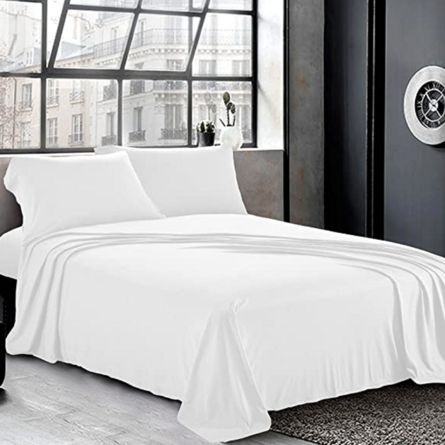 Jersey Sheets Queen [4-Piece, White] Cotton Bed Sheets - Extra Soft Cotton Sheet Set, Cozy T-Shirt All Season Heather Sheets - Deep Pocket Fitted Sheet, Flat Sheet, Pillow Cases