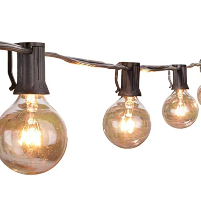 Outdoor String Lights 25 Feet G40 Globe Patio Lights with 27 Edison Glass Bulbs(2 Spare), Waterproof Connectable Hanging Light for Backyard Porch Balcony Party Decor, E12 Socket Base,Black