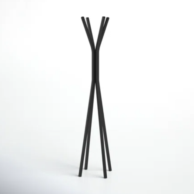 16.5'' Wide 4 - Hook Freestanding Coat Rack in Black