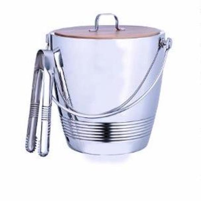 *Pottery Barn- Monogram "B" Crafthouse Ice Bucket with interior drain gate to keep ice away from water melt.
