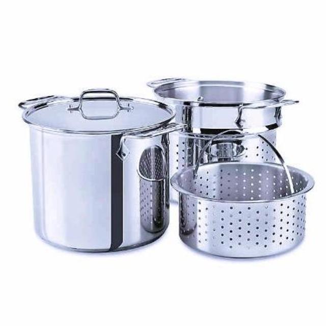 Bed Bath & Beyond or Crate &Barrel: All-Clad 8 qt. Stainless Steel Covered Multicook, corn on cob, lobster