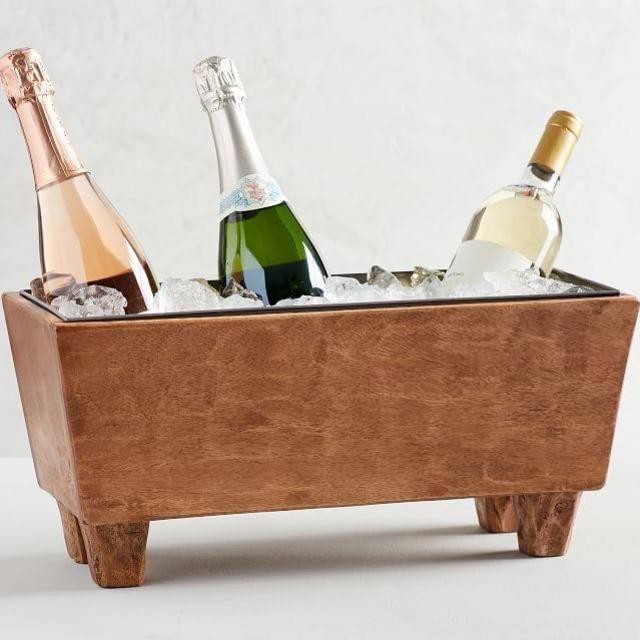 Pottery Barn Blonde Wood Wine Trough