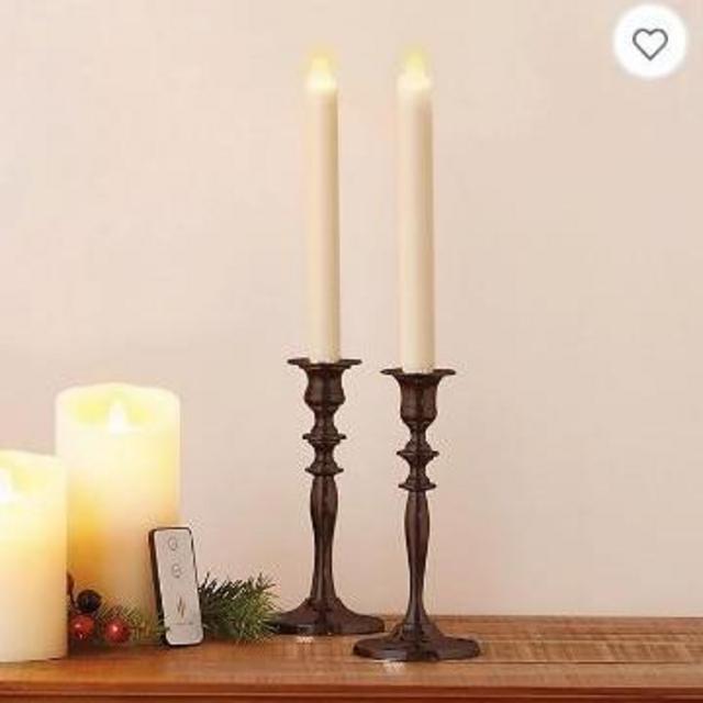Bed Bath & Beyond: Luminara® Real-Flame Effect 8-Inch Battery Operated Taper Candles in Ivory (Set of 2)