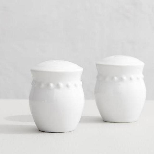 Pottery Barn: Emma Beaded Stoneware Salt & Pepper Shakers- True White